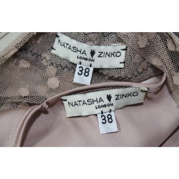 $1675 NEW NATASHA ZINKO NUDE LACE TULLE MAXI EVENING POLKA DOT PARTY DRESS - Picture 4 of 9